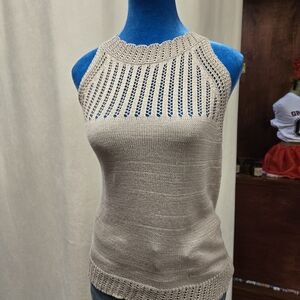 Elegant Beige Knit Sleeveless Top